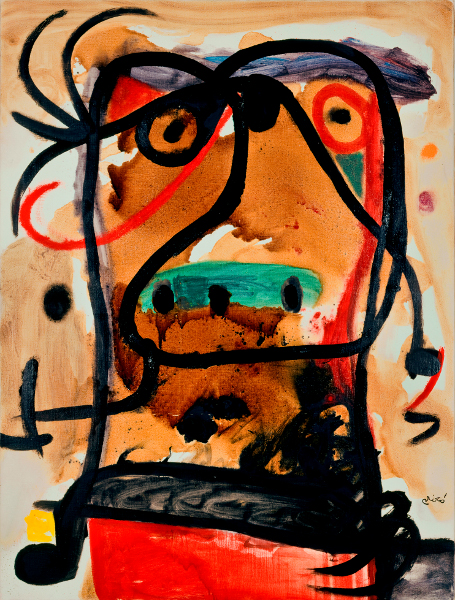 Miró - Vers l'infiniment Libre, vers l'infiniment grand : Joan Miró. Tête. 1976, Huile sur toile, 130 x 97 cm. Collection particulière, Espagne © Succession Miró 2014 / ADAGP, Paris 2014 